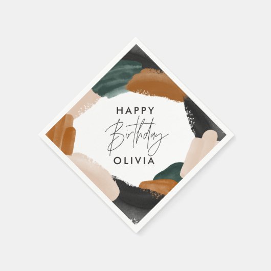 誕生日グリーンテラコッタ抽象芸術水彩 スタンダードカクテルナプキン (角)