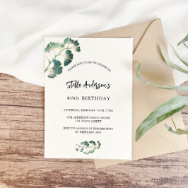 誕生日グリーンリーの白い台本のエレガント贅沢 招待状