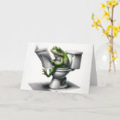 誕生日グリーン読カエルa新聞 カード (黄色い花)