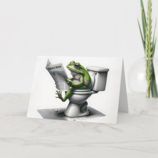 誕生日グリーン読カエルa新聞 カード (正面)