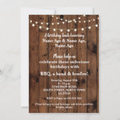 誕生日グループパーティーBBQウッド折り畳みカード招待状 招待状 (裏面)