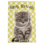 誕生日グレーキットンオンジンガム ミディアムペーパーバッグ (正面)