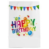 誕生日グレーキットンオンホワイト ミディアムペーパーバッグ (裏面)
