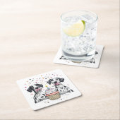 誕生日グレートダーンドッグズカップケーキ スクエアペーパーコースター (インサイチュ)