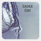 誕生日グレーネット&バレーボールスクエアステッカー スクエアシール (正面)