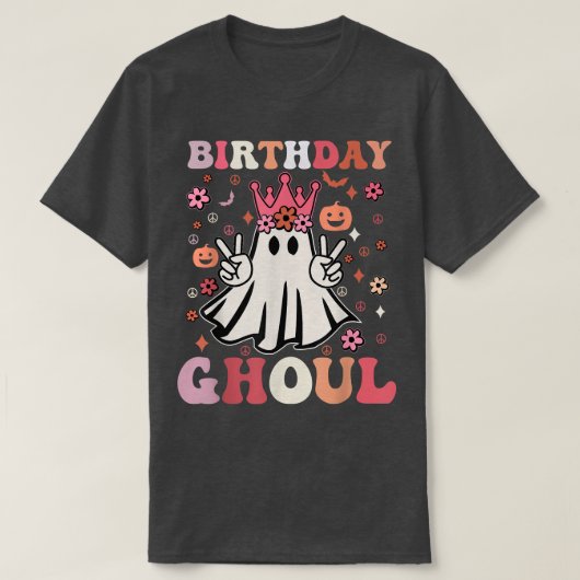 誕生日グールキュート幽霊たちブーレトログルービーフラワー Tシャツ (デザイン正面)