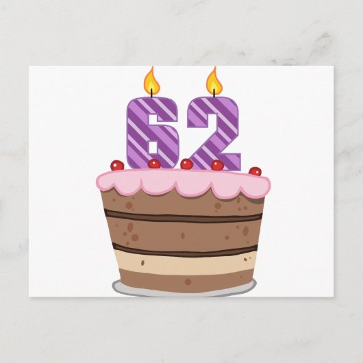 誕生日ケーキで62歳 ポストカード (正面)