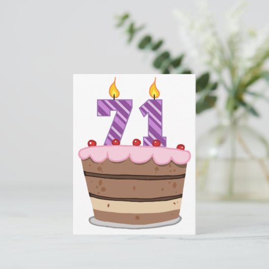 誕生日ケーキで71歳 ポストカード (スタンド正面)