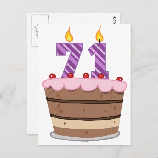 誕生日ケーキで71歳 ポストカード (正面/裏面)