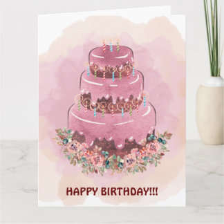 誕生日ケーキとキャンドルのカード カード
