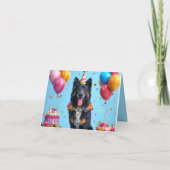 誕生日ケーキと風船の犬 招待状 (裏面)