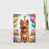 誕生日ケーキと風船の犬 招待状 (裏面)