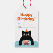 誕生日ケーキと風船の猫 ギフトタグ (正面)