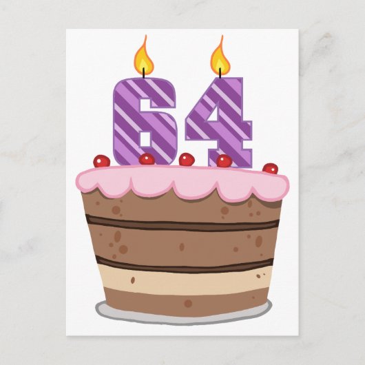 誕生日ケーキの上の64のろうそく ポストカード (正面)