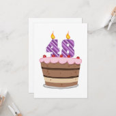 誕生日ケーキの前で４８歳 カード (正面/裏面インサイチュ)