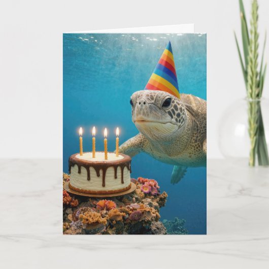誕生日ケーキの海ガメ カード (正面)