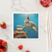 誕生日ケーキの海ガメ スタンダードカクテルナプキン (インサイチュ)