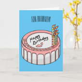 誕生日ケーキの漫画イラスト カード (黄色い花)