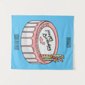 誕生日ケーキの漫画イラスト タペストリー (正面(横))