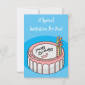 誕生日ケーキの漫画イラスト 招待状 (裏面)