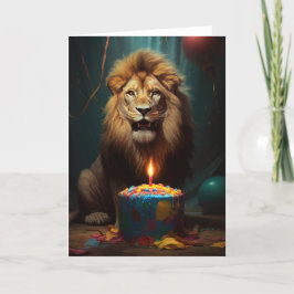 誕生日ケーキの王者ライオン サンキューカード