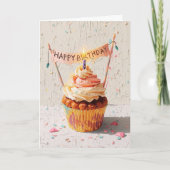 誕生日ケーキの絵画 カード (正面)