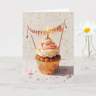 誕生日ケーキの絵画 カード