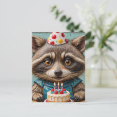 誕生日ケーキを持つかわいいラッコ ポストカード (スタンド正面)