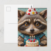 誕生日ケーキを持つかわいいラッコ ポストカード (正面/裏面)