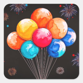 誕生日ケーキステッカーまたは封筒シール スクエアシール