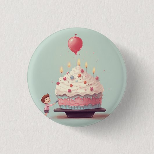 誕生日ケーキ、アイスクリーム、バッジ、ピンバッジ 誕生日 缶バッジ (正面)