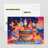 誕生日ケーキ サイケデリック カラー 誕生日 ポストカード (正面/裏面)