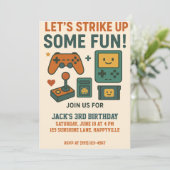 誕生日ゲーマーボーイ – ヴィンテージレベルアップおもしろい 招待状 (スタンド正面)