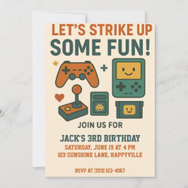 誕生日ゲーマーボーイ – ヴィンテージレベルアップおもしろい 招待状