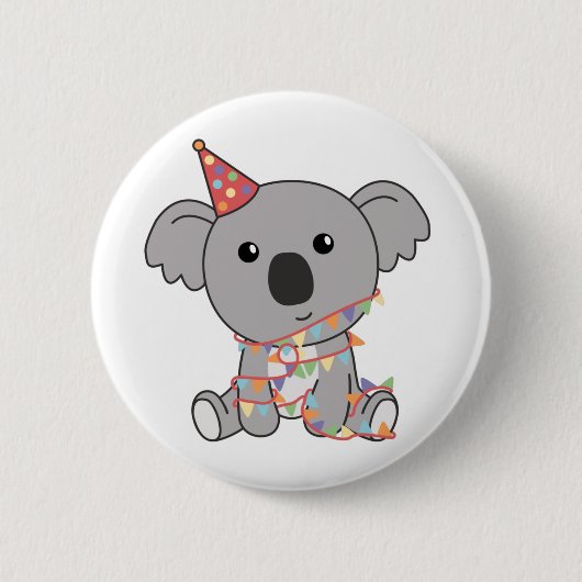 誕生日コアラ子供へA誕生日ボタン 缶バッジ (正面)