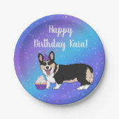 誕生日コギスブルーとパープル ペーパープレート (正面)