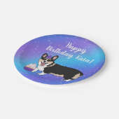 誕生日コギスブルーとパープル ペーパープレート (アングル)