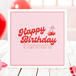 誕生日コケットさくらんぼ湾曲泡の文字 スタンダードカクテルナプキン