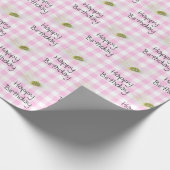 誕生日コスモスフラワーオンピンクギンガム ラッピングペーパー (角)