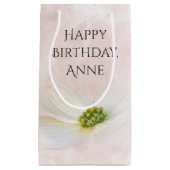 誕生日コスモスフラワーオンピンク スモールペーパーバッグ (正面)