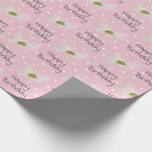 誕生日コスモス花オン水玉模様 ラッピングペーパー (角)