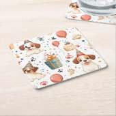 誕生日コテージコースターズコージーお祝いセット スクエアペーパーコースター (アングル)