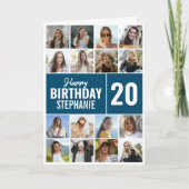 誕生日コラージュ |任意の年齢の写真のあいさつカスタムつ カード (正面)