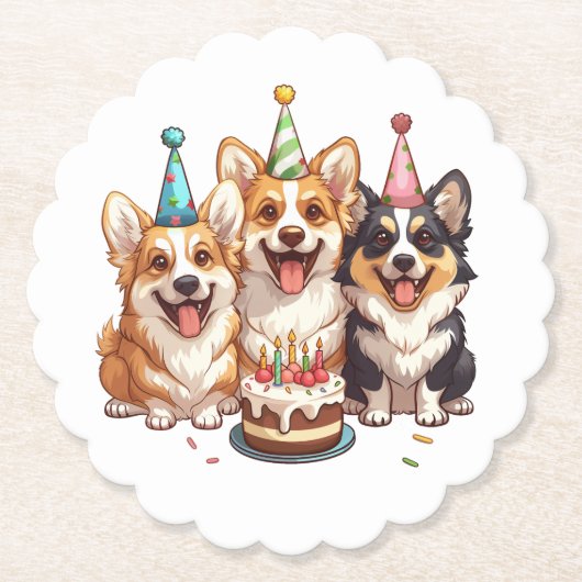 誕生日コルギドッグ ペーパーコースター (正面)