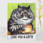 誕生日コーヒーキャットアートラブビッグカードカード カード (黄色い花)