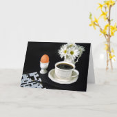 誕生日コーヒー及びクロスワードパズル カード (黄色い花)