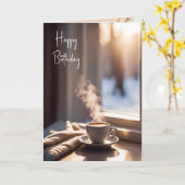 誕生日コーヒー(窓) カード (黄色い花)