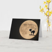 誕生日ゴシック調の満月黒猫 カード (黄色い花)