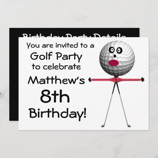 誕生日ゴルフパーティの招待状 招待状 (正面/裏面)