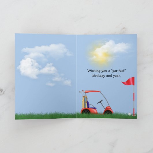 誕生日ゴルフボールオンティーおばさん カード (内部)